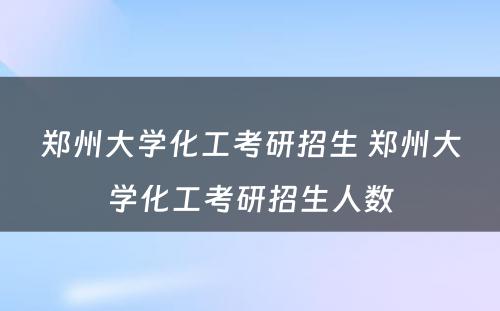 郑州大学化工考研招生 郑州大学化工考研招生人数