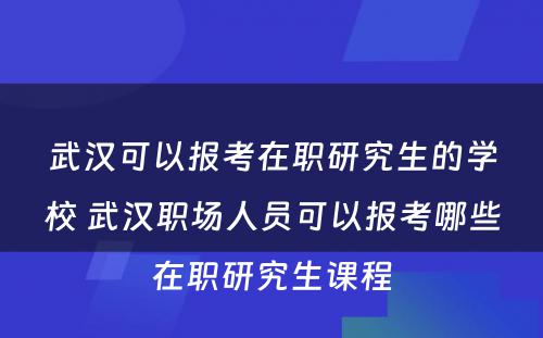 武汉可以报考在职研究生的学校 武汉职场人员可以报考哪些在职研究生课程