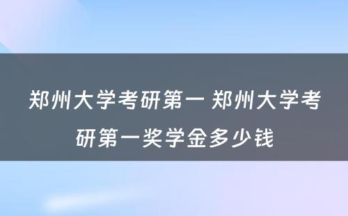 郑州大学考研第一 郑州大学考研第一奖学金多少钱