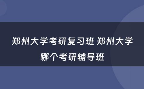 郑州大学考研复习班 郑州大学哪个考研辅导班