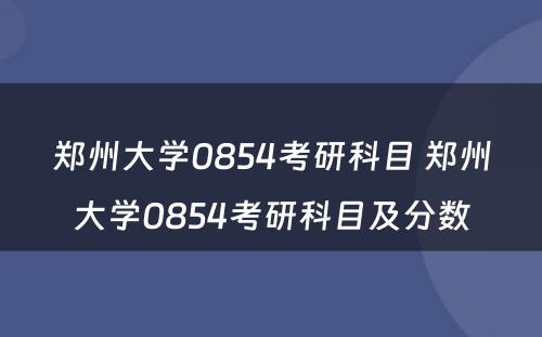 郑州大学0854考研科目 郑州大学0854考研科目及分数