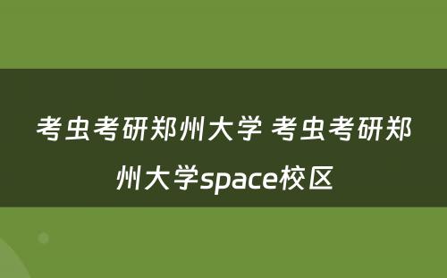 考虫考研郑州大学 考虫考研郑州大学space校区