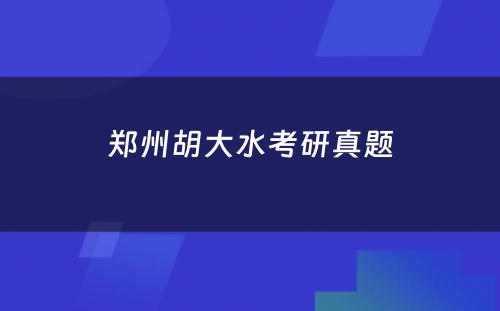 郑州胡大水考研真题