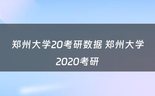 郑州大学20考研数据 郑州大学2020考研