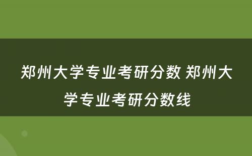 郑州大学专业考研分数 郑州大学专业考研分数线