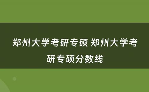 郑州大学考研专硕 郑州大学考研专硕分数线