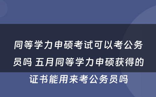 同等学力申硕考试可以考公务员吗 五月同等学力申硕获得的证书能用来考公务员吗