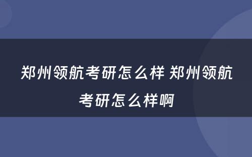 郑州领航考研怎么样 郑州领航考研怎么样啊