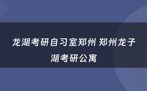龙湖考研自习室郑州 郑州龙子湖考研公寓