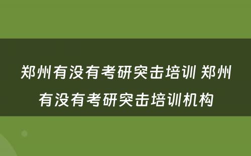 郑州有没有考研突击培训 郑州有没有考研突击培训机构