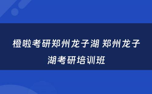 橙啦考研郑州龙子湖 郑州龙子湖考研培训班