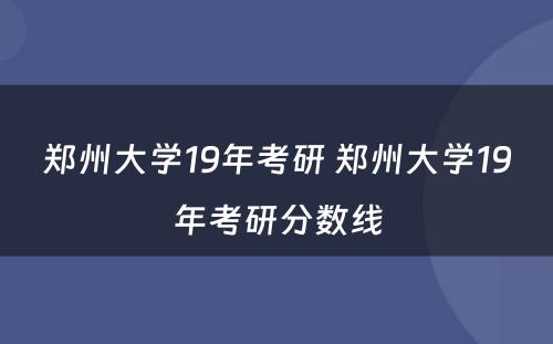 郑州大学19年考研 郑州大学19年考研分数线