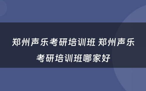 郑州声乐考研培训班 郑州声乐考研培训班哪家好