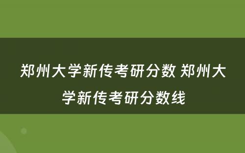 郑州大学新传考研分数 郑州大学新传考研分数线