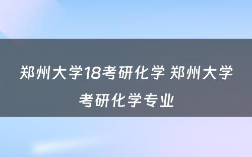 郑州大学18考研化学 郑州大学考研化学专业