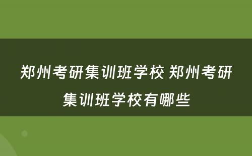 郑州考研集训班学校 郑州考研集训班学校有哪些