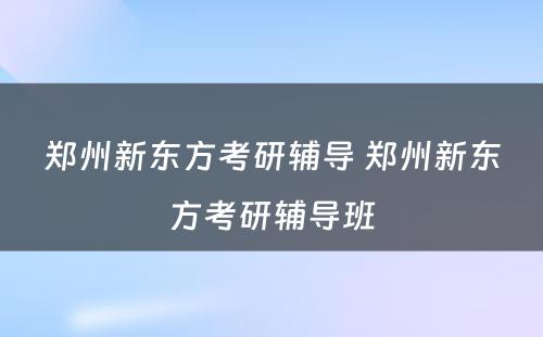 郑州新东方考研辅导 郑州新东方考研辅导班