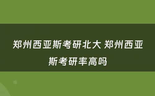 郑州西亚斯考研北大 郑州西亚斯考研率高吗