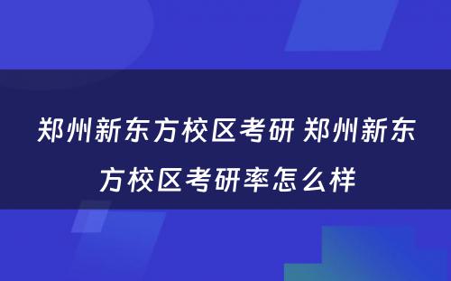 郑州新东方校区考研 郑州新东方校区考研率怎么样