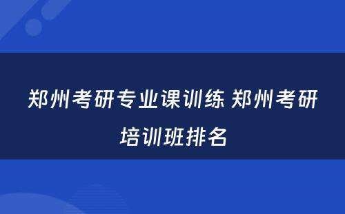 郑州考研专业课训练 郑州考研培训班排名