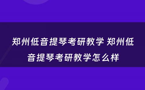 郑州低音提琴考研教学 郑州低音提琴考研教学怎么样