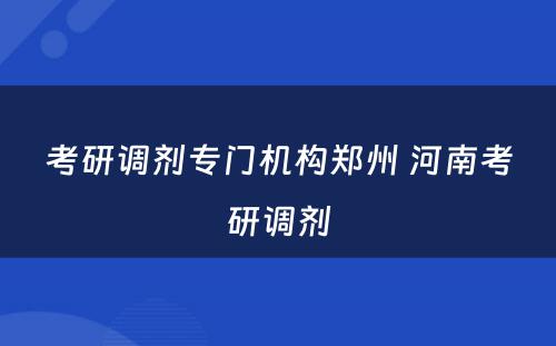 考研调剂专门机构郑州 河南考研调剂