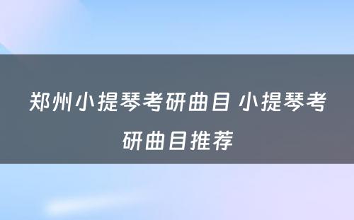 郑州小提琴考研曲目 小提琴考研曲目推荐