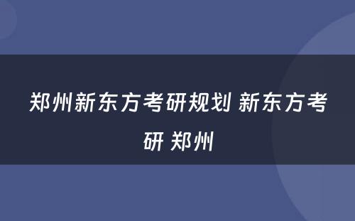 郑州新东方考研规划 新东方考研 郑州