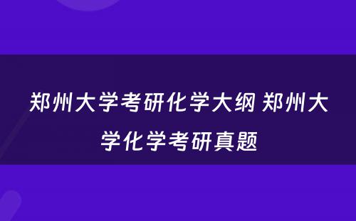 郑州大学考研化学大纲 郑州大学化学考研真题