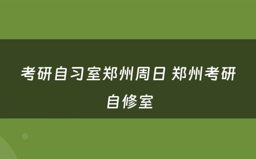 考研自习室郑州周日 郑州考研自修室