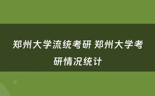 郑州大学流统考研 郑州大学考研情况统计