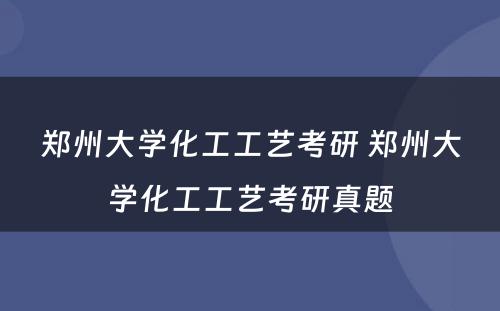 郑州大学化工工艺考研 郑州大学化工工艺考研真题