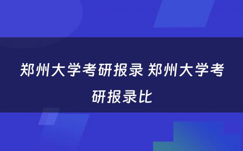 郑州大学考研报录 郑州大学考研报录比