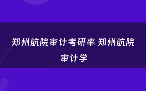 郑州航院审计考研率 郑州航院审计学