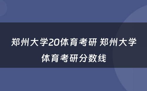 郑州大学20体育考研 郑州大学体育考研分数线