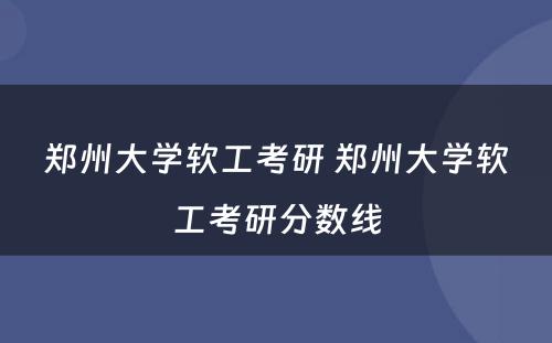 郑州大学软工考研 郑州大学软工考研分数线