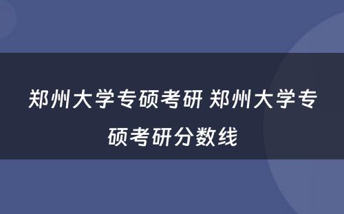 郑州大学专硕考研 郑州大学专硕考研分数线