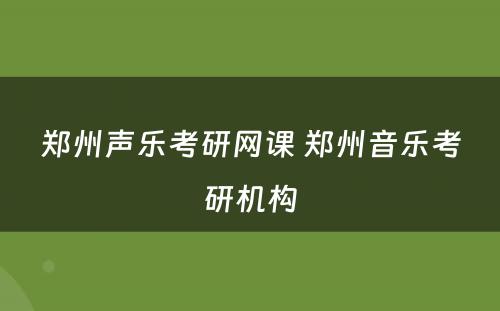 郑州声乐考研网课 郑州音乐考研机构