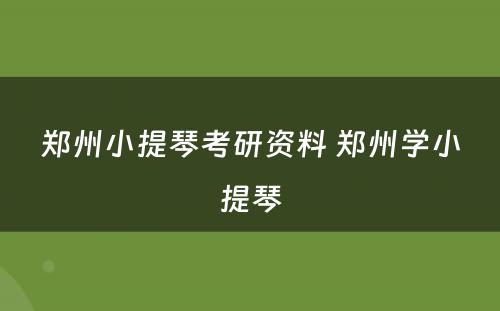 郑州小提琴考研资料 郑州学小提琴