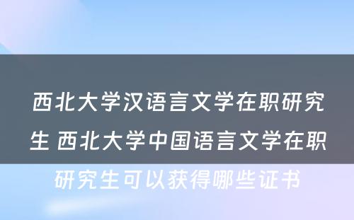 西北大学汉语言文学在职研究生 西北大学中国语言文学在职研究生可以获得哪些证书
