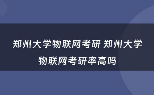 郑州大学物联网考研 郑州大学物联网考研率高吗