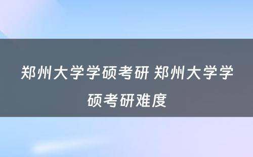 郑州大学学硕考研 郑州大学学硕考研难度