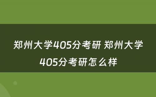 郑州大学405分考研 郑州大学405分考研怎么样