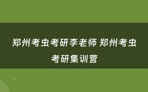 郑州考虫考研李老师 郑州考虫考研集训营