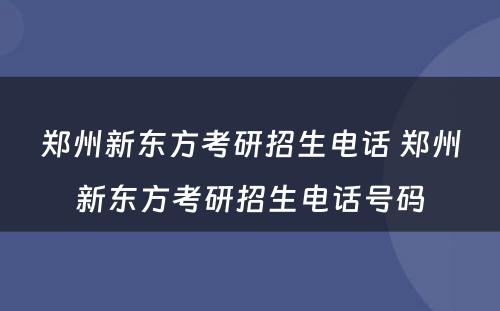 郑州新东方考研招生电话 郑州新东方考研招生电话号码