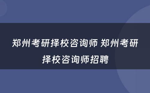 郑州考研择校咨询师 郑州考研择校咨询师招聘