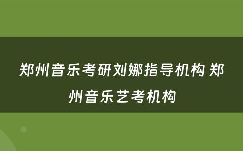 郑州音乐考研刘娜指导机构 郑州音乐艺考机构