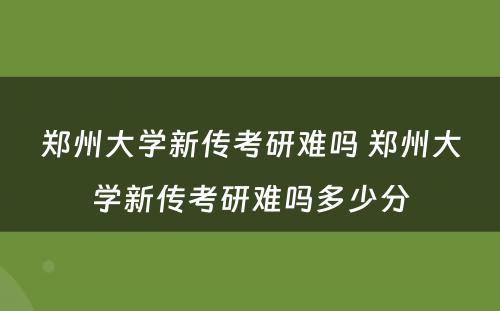 郑州大学新传考研难吗 郑州大学新传考研难吗多少分