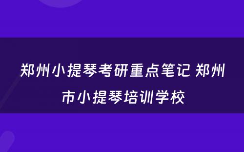 郑州小提琴考研重点笔记 郑州市小提琴培训学校