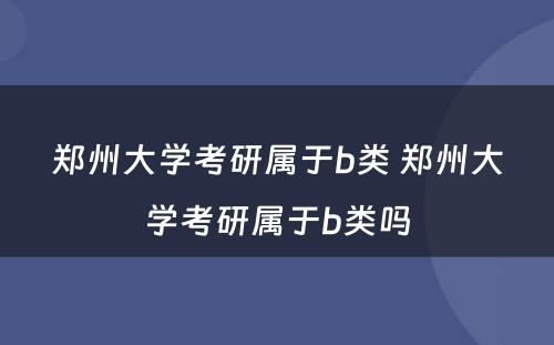 郑州大学考研属于b类 郑州大学考研属于b类吗